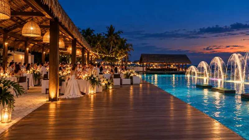 Wedding dinner on the restaurant terrace